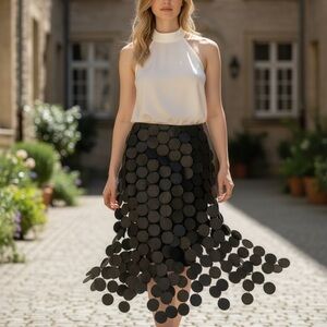 Commense Black Asymmetrical Circle Skirt